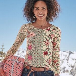 SUNDANCE Embroidered Floral Long Sleeve Pullover Top Boho Woman's XS